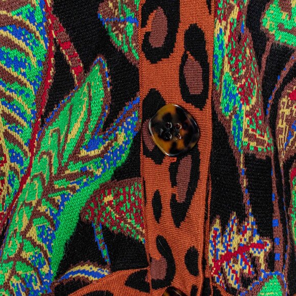 FARM Rio Cool Foliage Cropped Knit Cardigan Large Womens Tropical Print Sweater - Picture 5 of 8